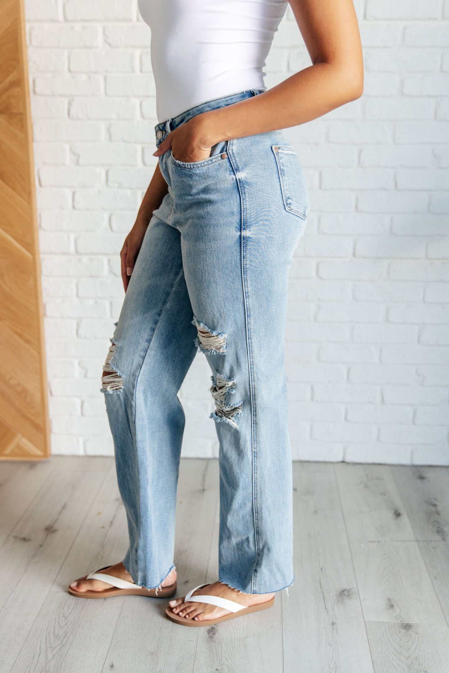 Ramona High Rise Rigid Magic Destroyed Straight Jeans