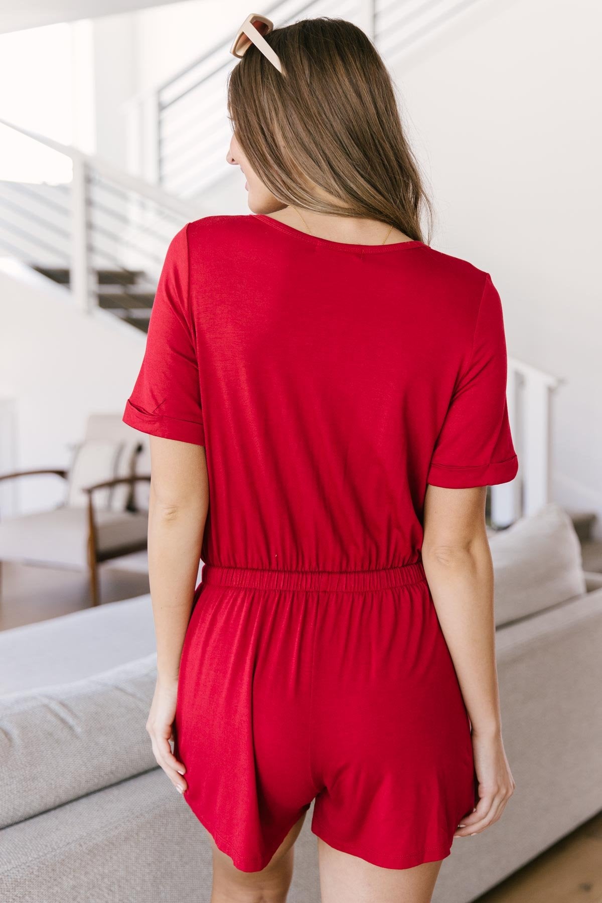 From Romp To Rest Romper In Red