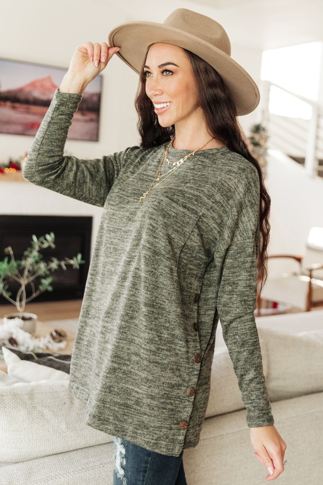 A Side of Sass Top in Olive
