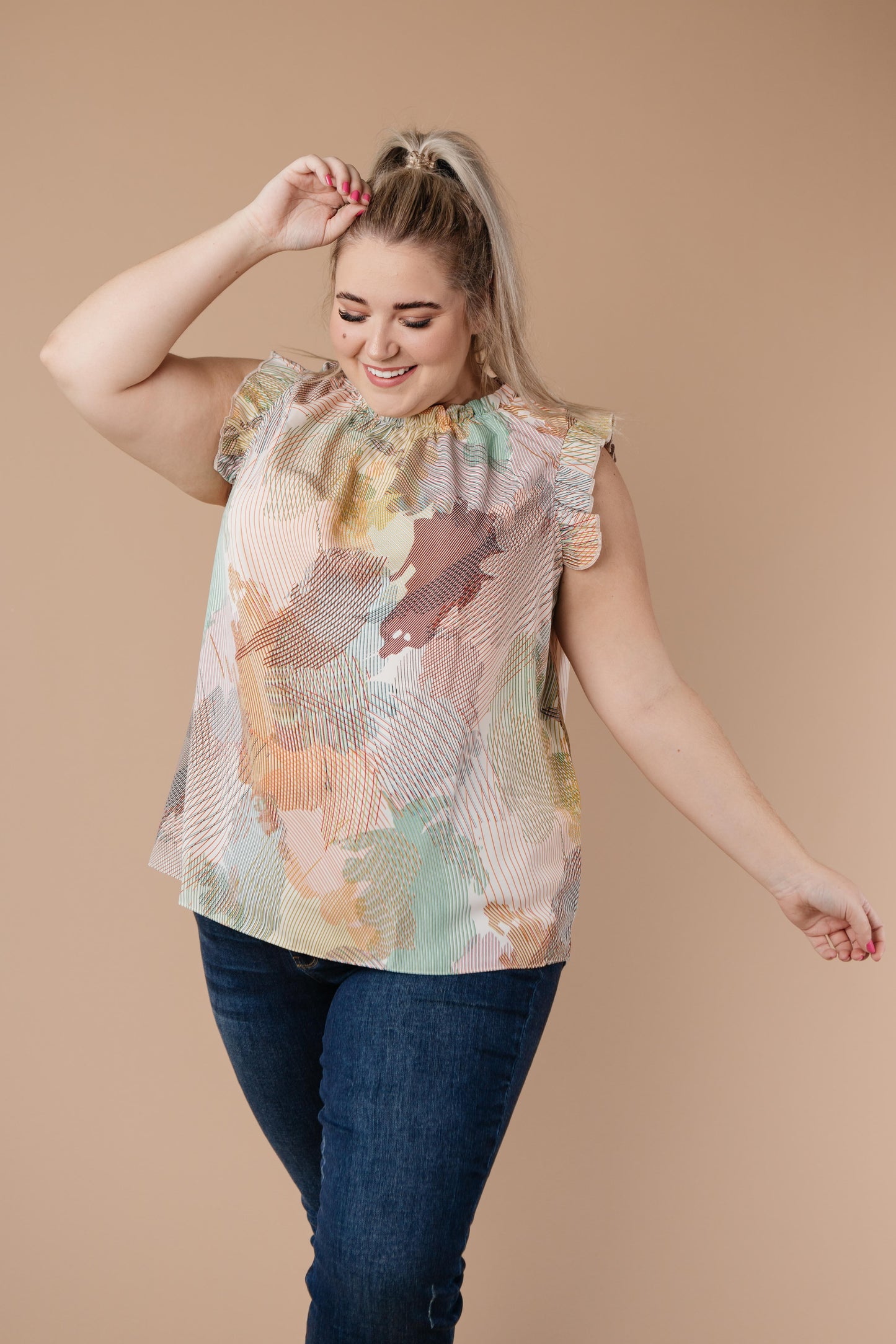Abstract Floral Lineup Pastel Blouse