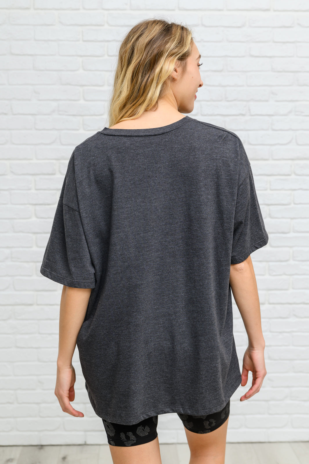 Boxy V Neck Boyfriend Tee In Charcoal