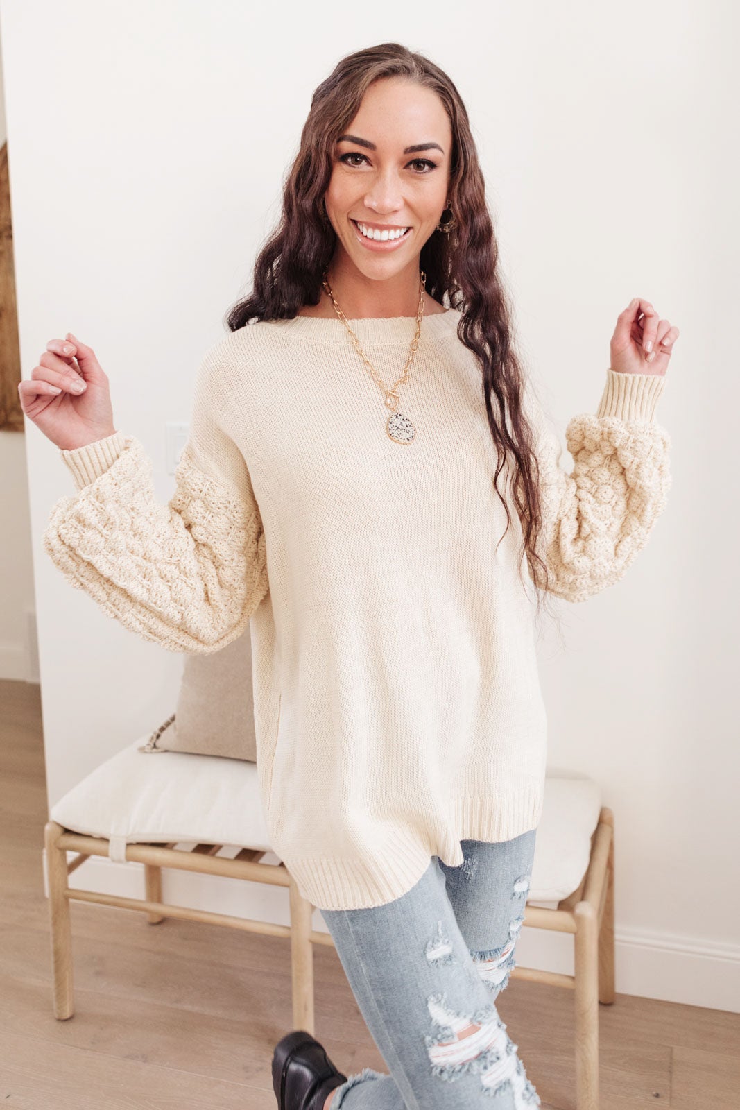 Bubbly B Sweater In Ivory