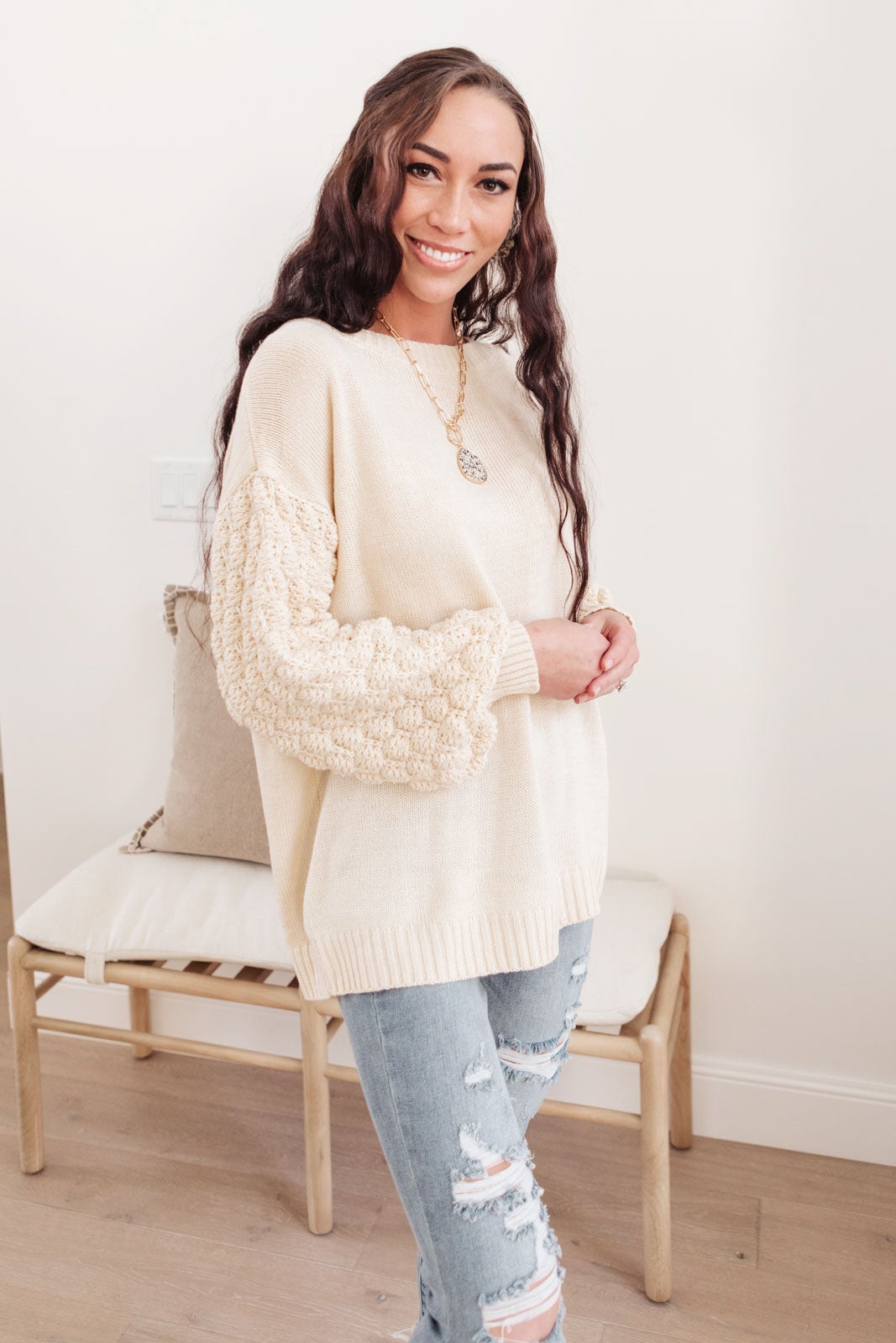 Bubbly B Sweater In Ivory