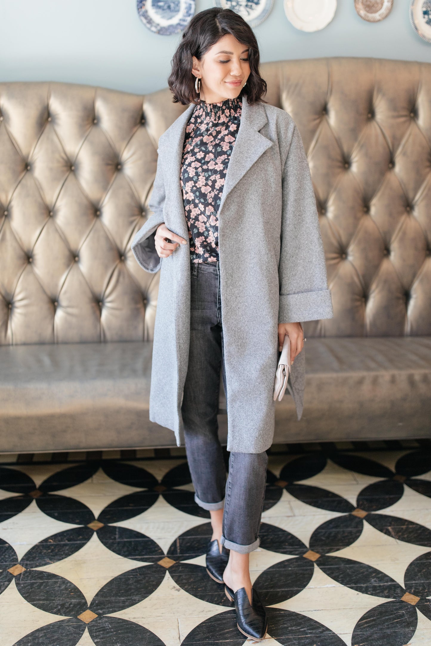 Deconstructed Oversized Trench Coat in Stone Gray