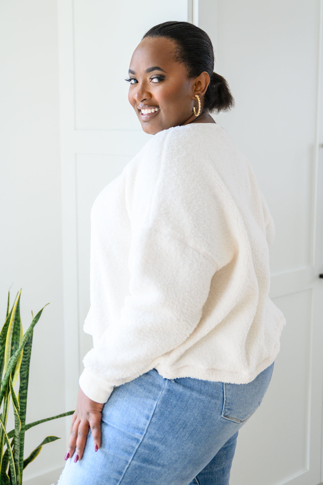 Fuzzy Cuddles Sweater in Off White