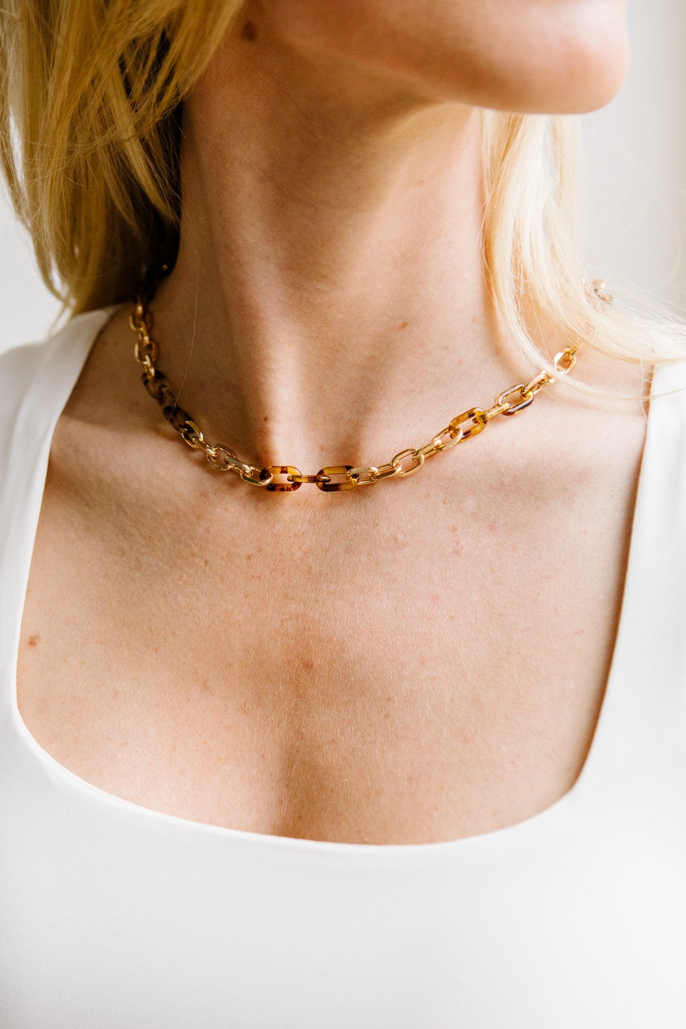 Gold & Tortoise Small Chain Necklace