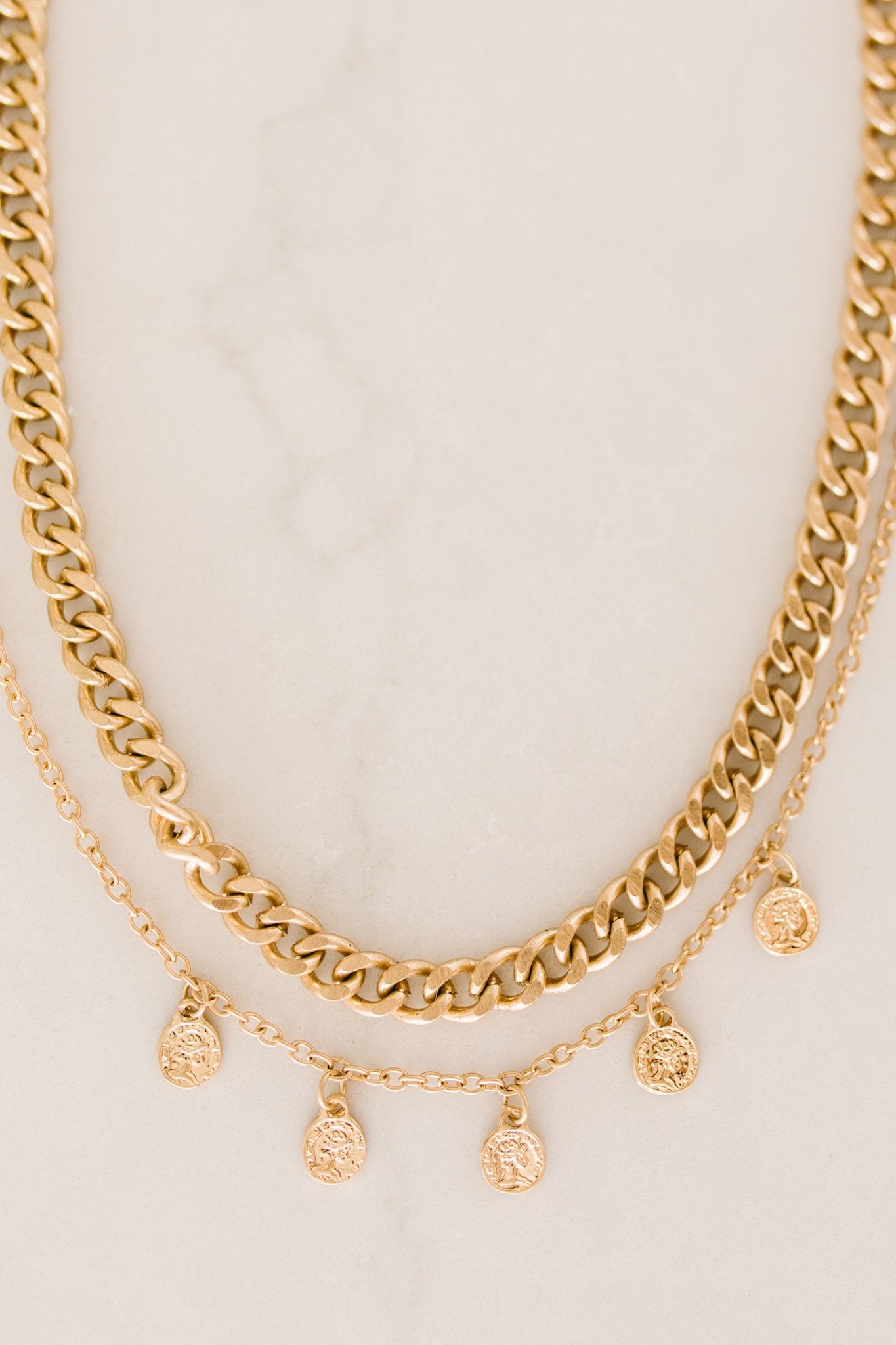 Layered Coin Chain Necklace