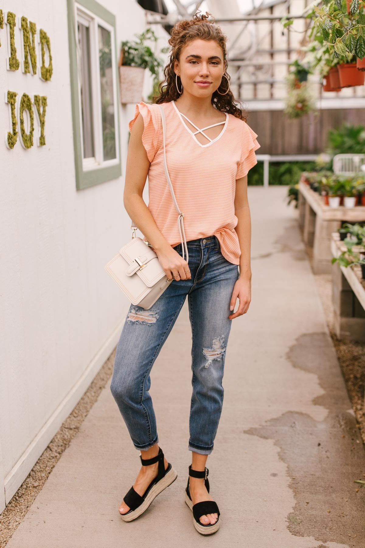 Out of Town Top in Apricot