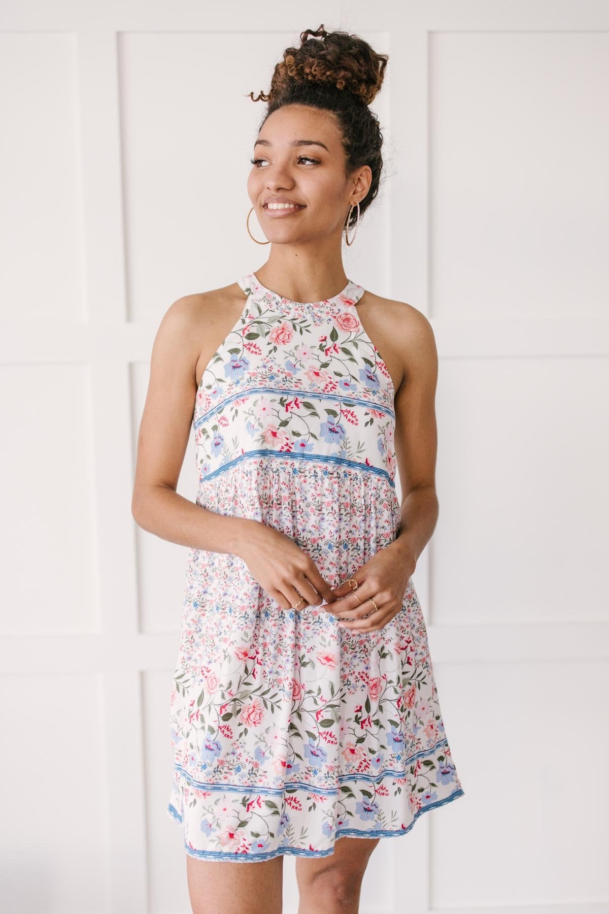 Quilted With Florals Day Dress