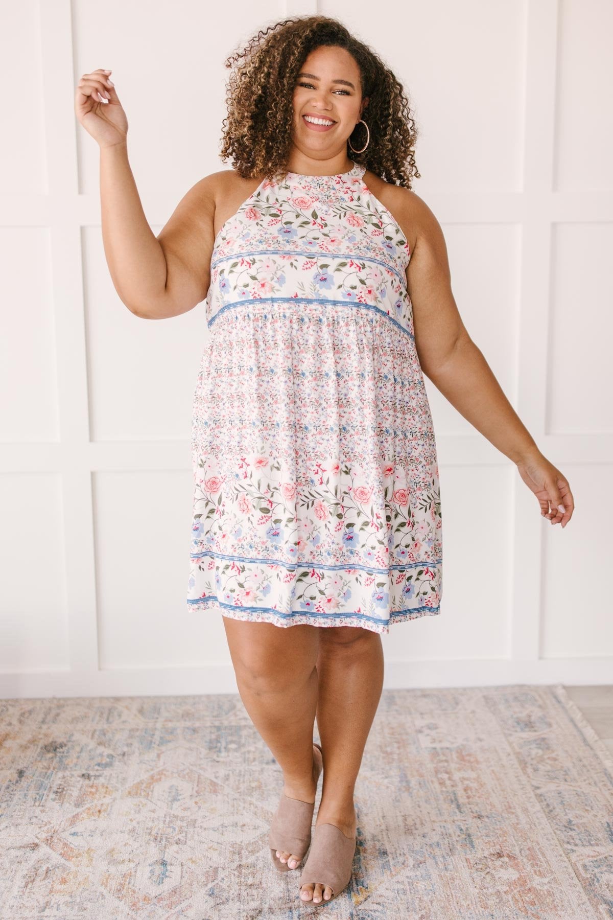 Quilted With Florals Day Dress