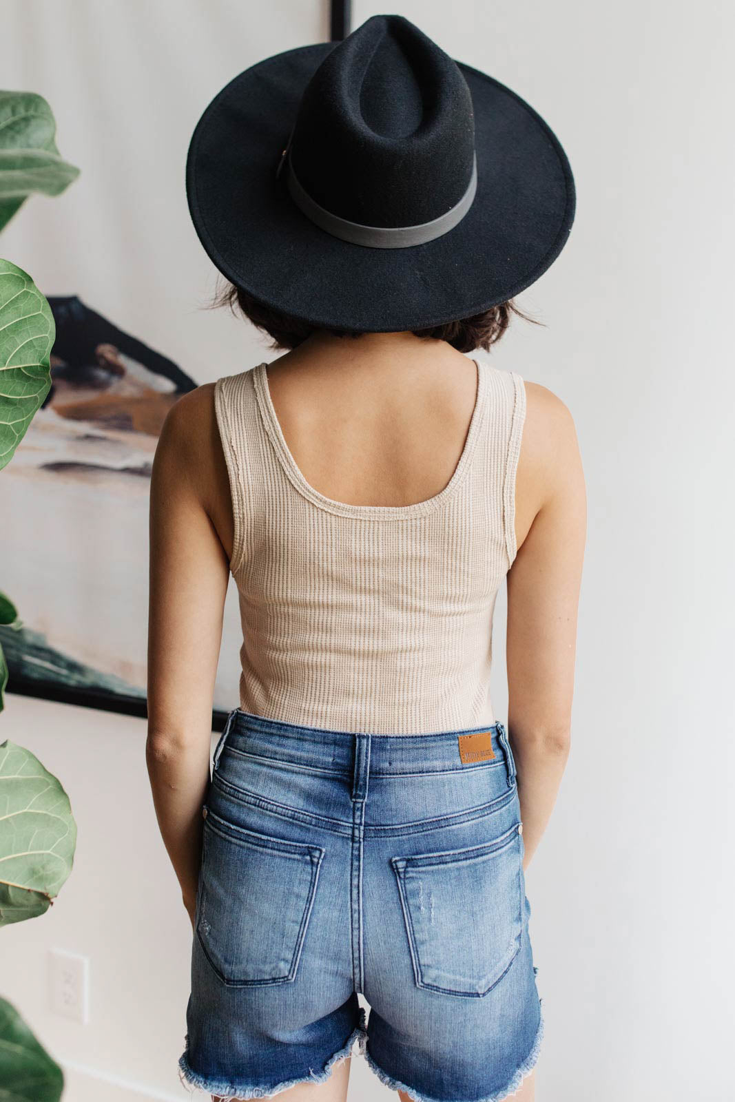 Ribbed Bodysuit in Taupe