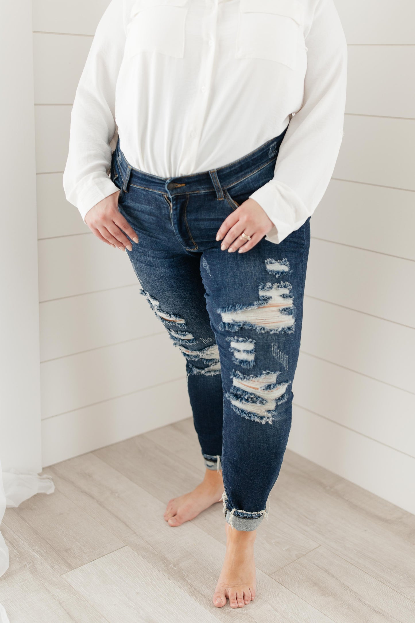 Ripped and Torn Dark Wash Jeans
