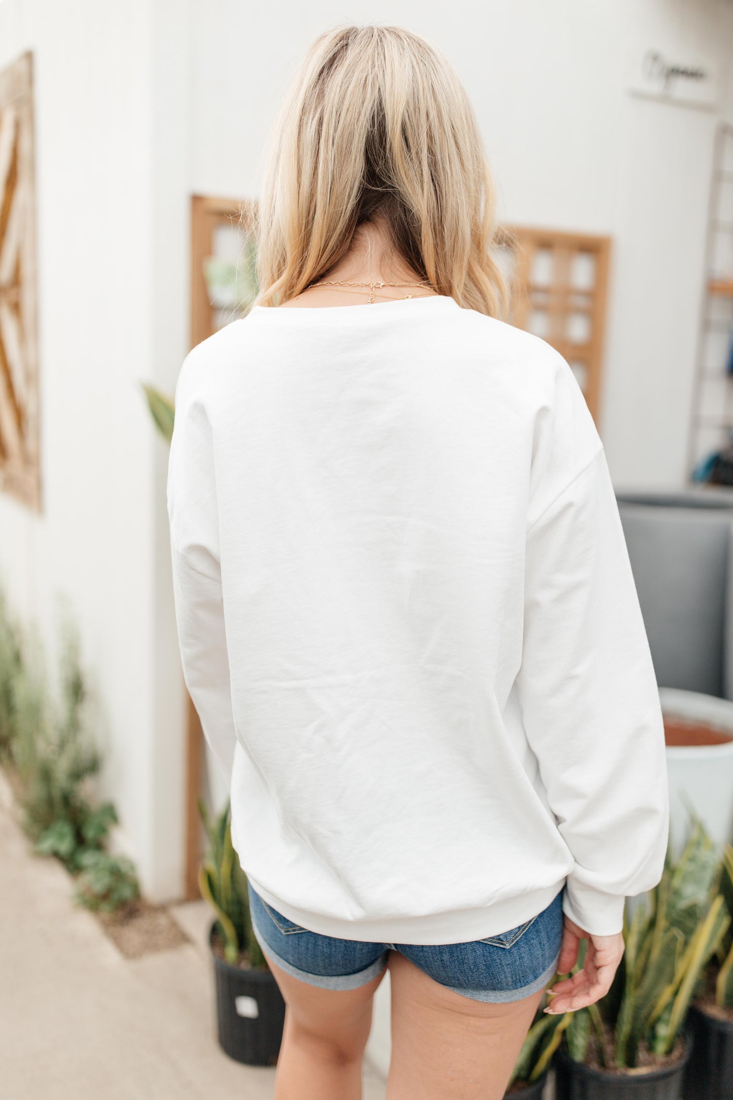 Stitched Together Pullover in White