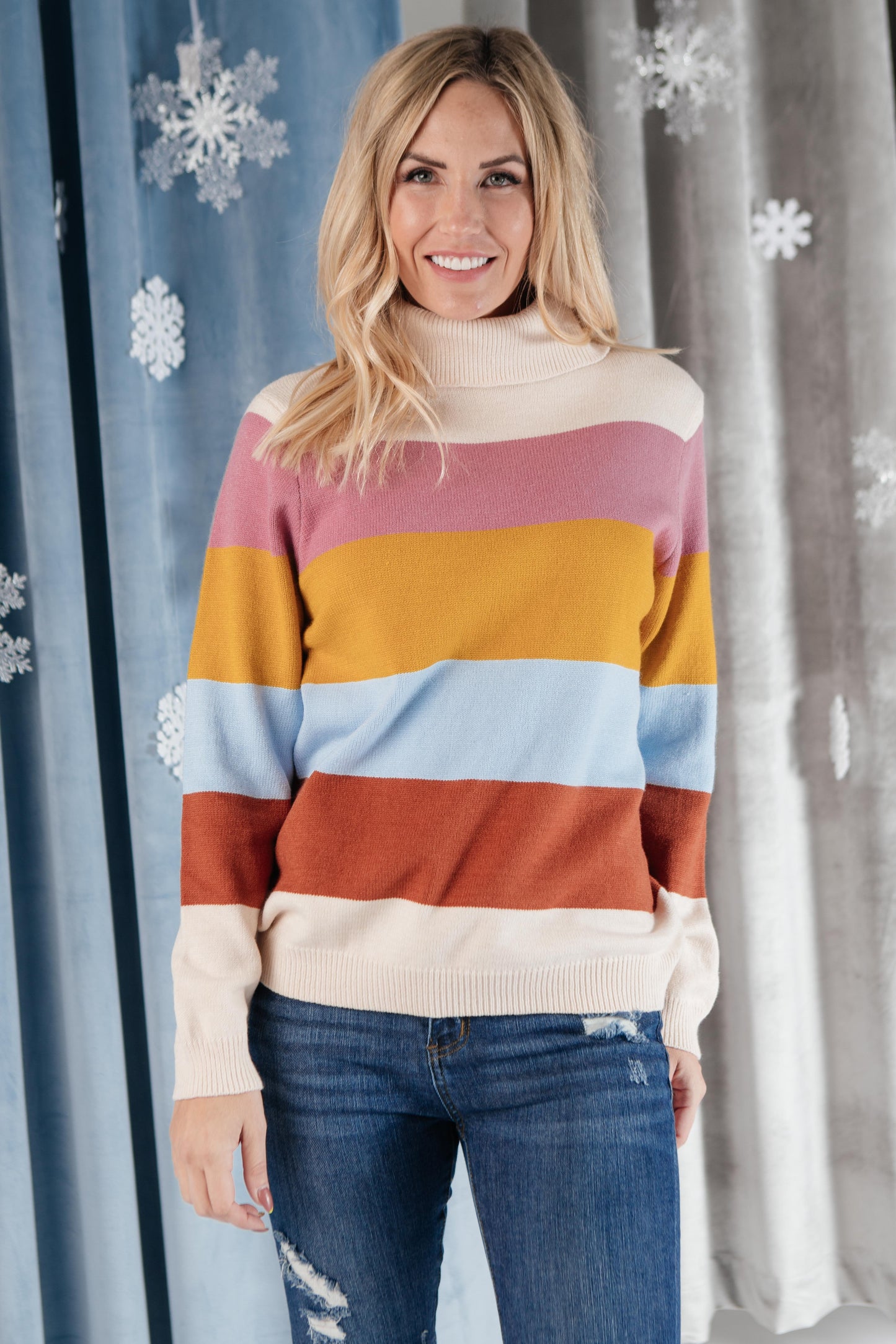 Stripes And A Turtle Neck Sweater