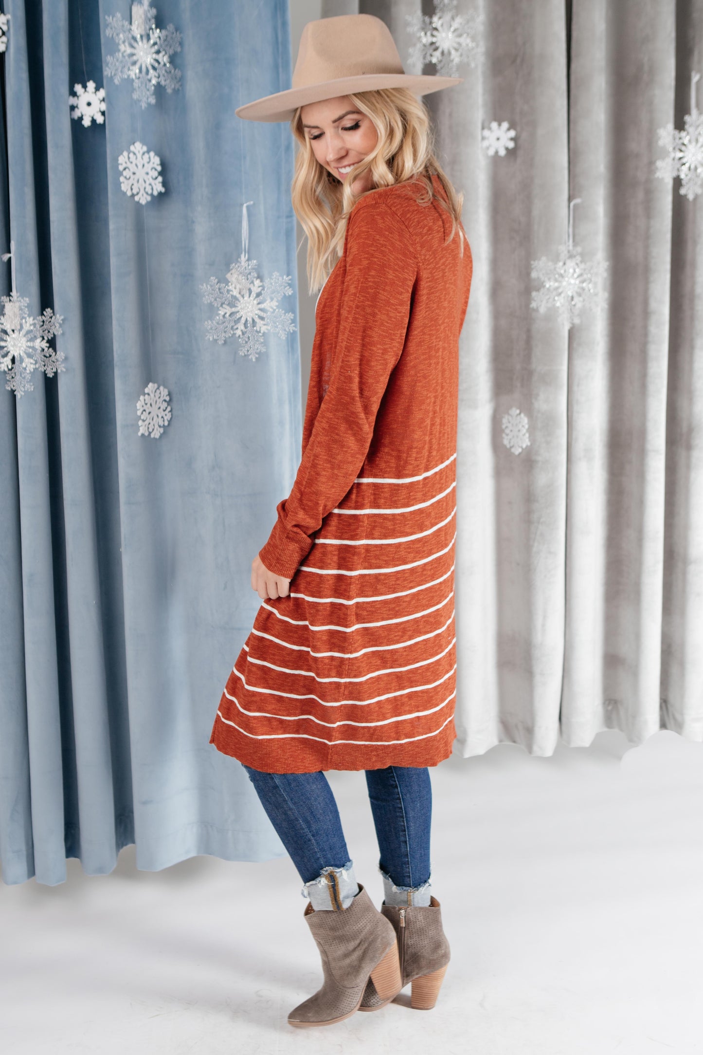 Stripes And Rust Cardigan