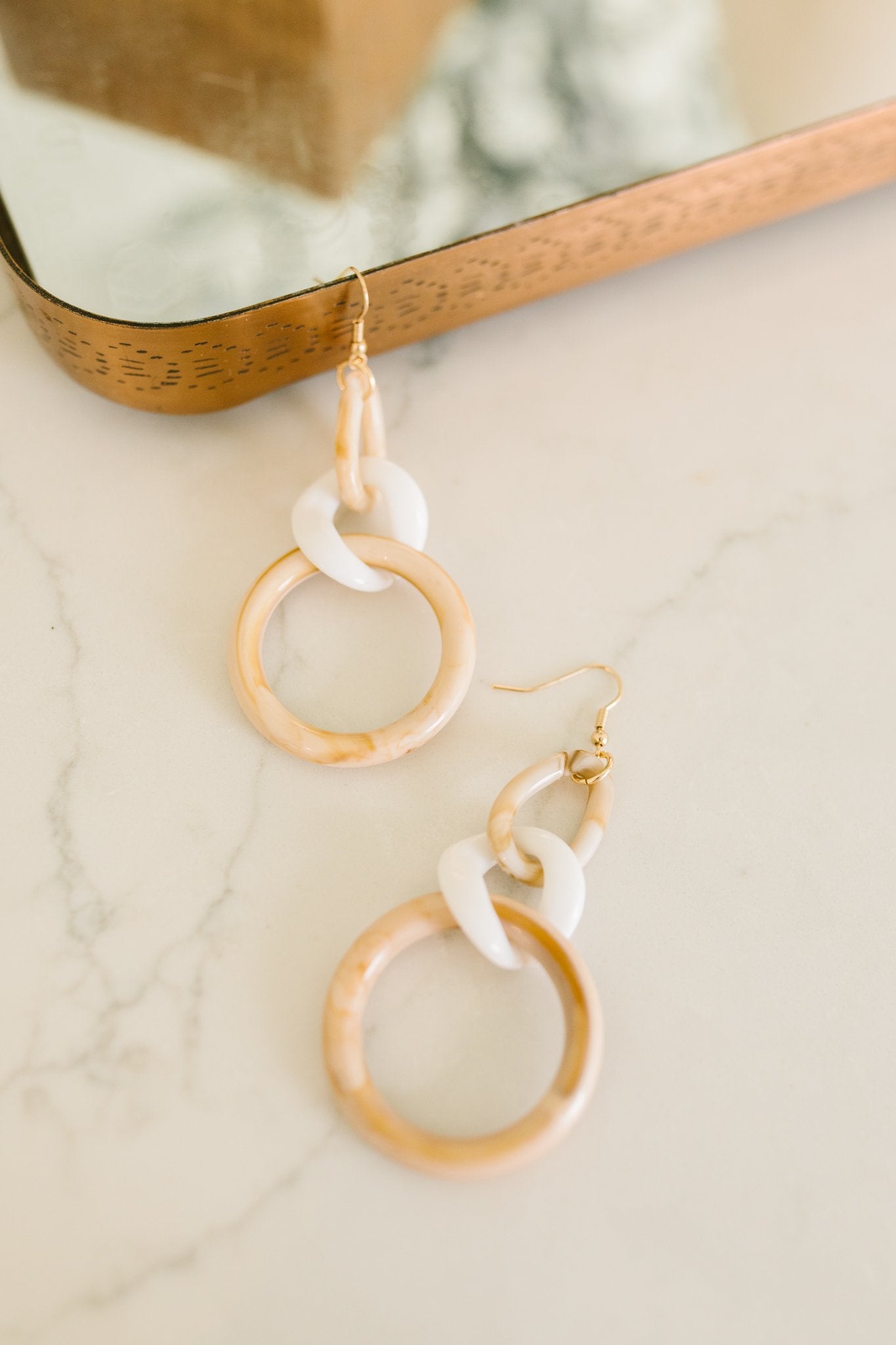 White Marble Hoop Earrings