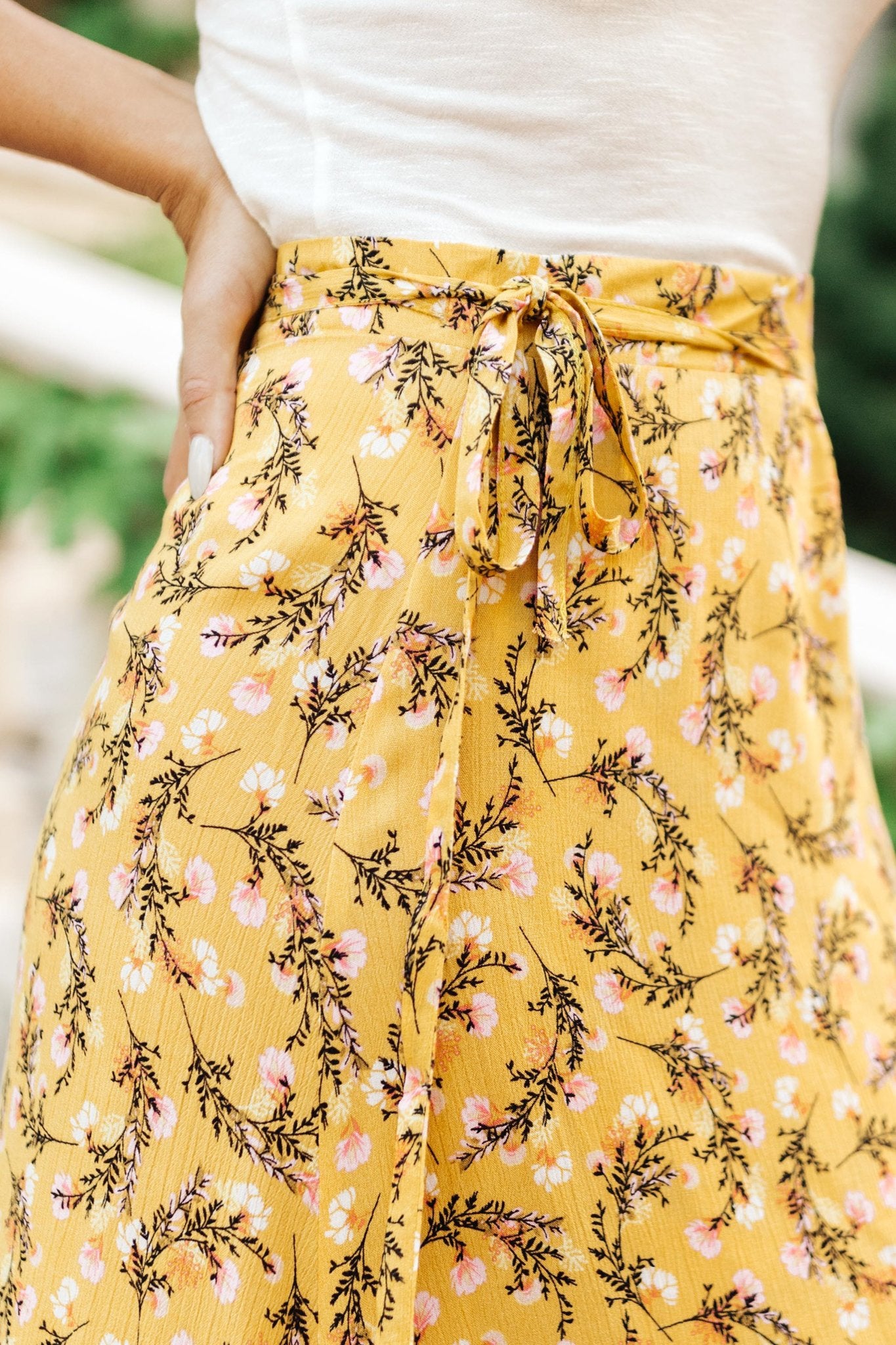 Wrapped In Florals Midi Skirt