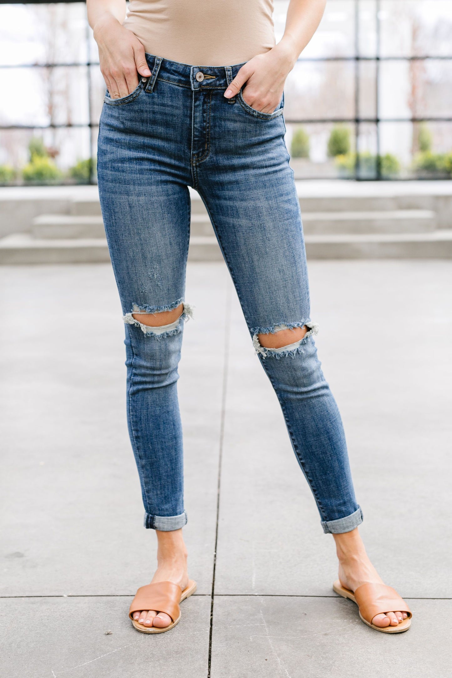 Skinned Knee Skinny Jeans